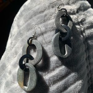 Water buffalo horn earrings EUC